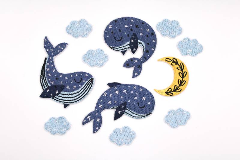 Gesticktes Wal Aufbügler Set Mond Und Wolken von PtchsDE