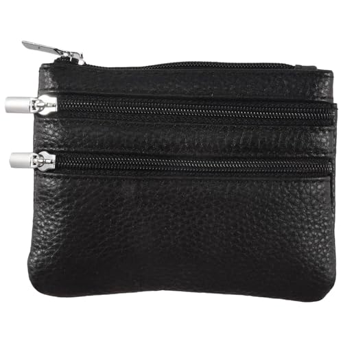 Ptdfjspt Leder GeldböRse mit 4 Und SchlüSselbund für Frauen Schwarz von Ptdfjspt