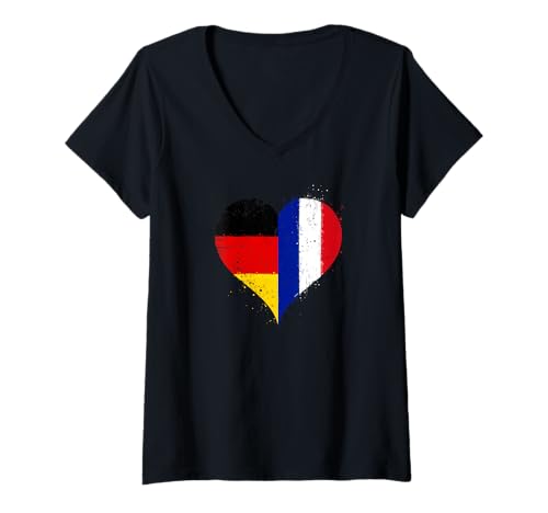 Damen Französisch Deutsch Stolz EIN Frankreich Deutschland Flagge T-Shirt mit V-Ausschnitt Damen Französisch Deutsch Stolz EIN Frankreich Deutschland Flagge T-Shirt mit V-Ausschnitt von Ptera: I Love France I Love Germany A Cool Flag