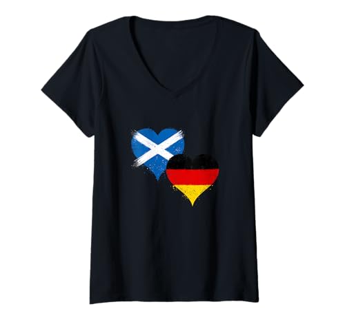 Damen Deutsch Schottischen Stolz EIN Deutschland Schottland Flagge T-Shirt mit V-Ausschnitt von Ptera: I Love Germany I Love Scotland A Cool Flag