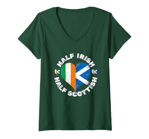 Damen Schottland und Irland Flaggen für Stolzen Irisch Schottisch T-Shirt mit V-Ausschnitt von Ptera: I Love Ireland I Love Scotland A Cool Flag