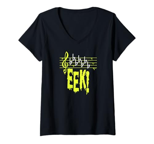 Damen Lustig Humor Halloween Musiker fur Gruselige Musiklehrer T-Shirt mit V-Ausschnitt Damen Lustig Humor Halloween Musiker fur Gruselige Musiklehrer T-Shirt mit V-Ausschnitt von Ptera: Scary Music for Halloween Music Teachers