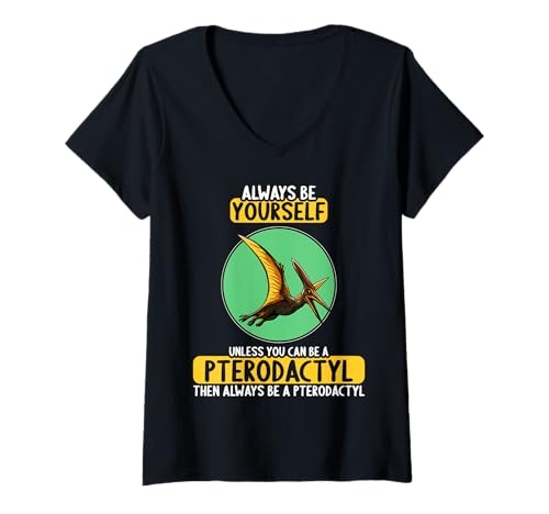 Damen Pterodactylen Pterodactylus T-Shirt mit V-Ausschnitt von Pterodactylen Pterodactylus Tier Shop