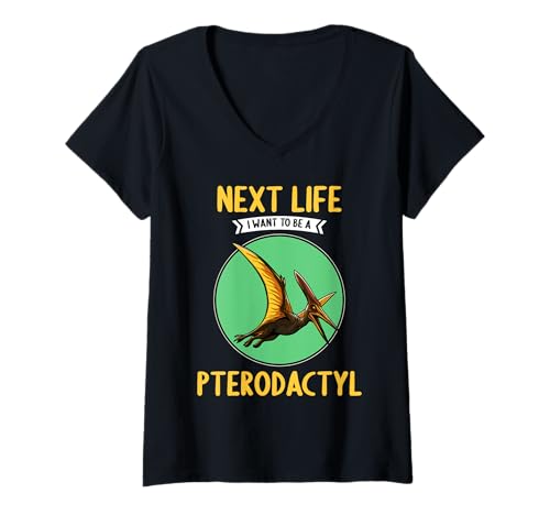 Damen Pterodactylen Pterodactylus T-Shirt mit V-Ausschnitt von Pterodactylen Pterodactylus Tier Shop