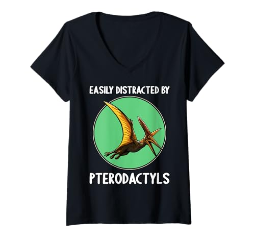 Damen Pterodactylen Pterodactylus T-Shirt mit V-Ausschnitt Damen Pterodactylen Pterodactylus T-Shirt mit V-Ausschnitt von Pterodactylen Pterodactylus Tier Shop