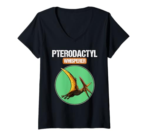 Damen Pterodactylen Pterodactylus T-Shirt mit V-Ausschnitt von Pterodactylen Pterodactylus Tier Shop