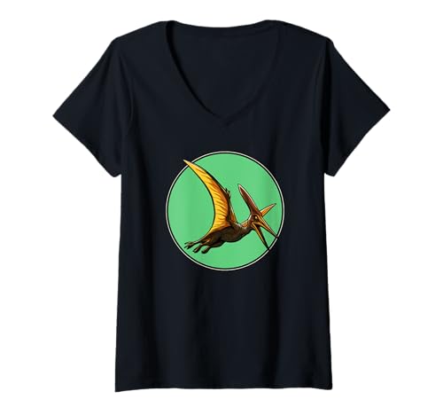 Damen Pterodactylen Pterodactylus T-Shirt mit V-Ausschnitt von Pterodactylen Pterodactylus Tier Shop