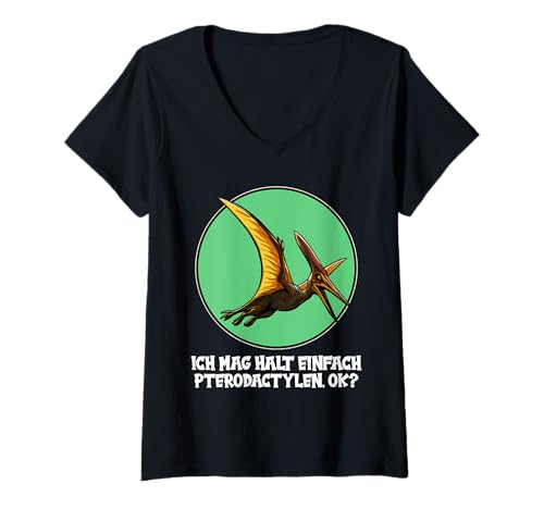 Damen Pterodactylen Pterodactylus T-Shirt mit V-Ausschnitt von Pterodactylen Pterodactylus Tier Shop