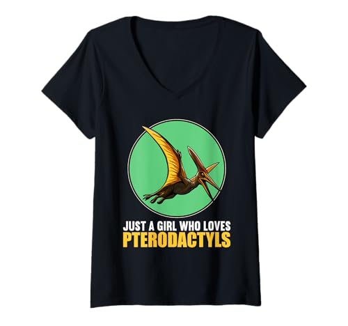 Damen Pterodactylen Pterodactylus T-Shirt mit V-Ausschnitt Damen Pterodactylen Pterodactylus T-Shirt mit V-Ausschnitt von Pterodactylen Pterodactylus Tier Shop