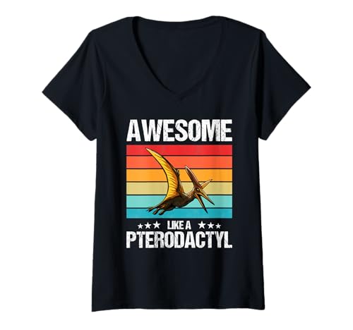 Damen Pterodactylen Pterodactylus T-Shirt mit V-Ausschnitt Damen Pterodactylen Pterodactylus T-Shirt mit V-Ausschnitt von Pterodactylen Pterodactylus Tier Shop