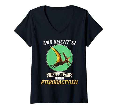 Damen Pterodactylen Pterodactylus T-Shirt mit V-Ausschnitt von Pterodactylen Pterodactylus Tier Shop