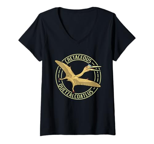 Damen Quetzalcoatlus Pterodactylus Pterosaurier Paläontologe T-Shirt mit V-Ausschnitt von Pterodactylus Paleontology Quetzalcoatlus
