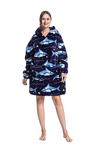 Decken Hoodie, Kuschelpullover Damen Deckenpullover,weiches Mikrofleece Übergroße Hoodie Sweatshirt,Riesen-Kapuzenpullover für Erwachsene, Männer, Frauen, Jugendliche von Pterygoid