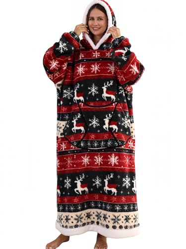 Pterygoid Hoodie Decke 140cm XXL,Kuschelpullover Kuschelanzug Erwachsene, Langarm Schlafponcho mit Riesiege Fronttasche & Plüschfleece für Damen Herren(Einheitsgröße) von Pterygoid