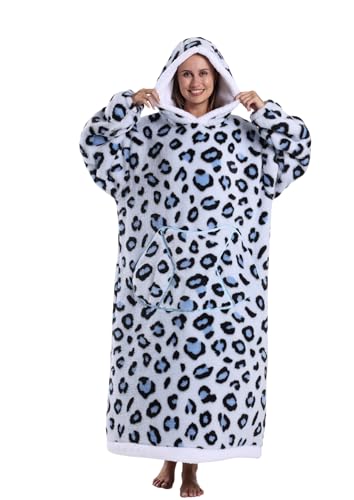 Pterygoid Hoodie Decke 140cm XXL,Kuschelpullover Kuschelanzug Erwachsene, Langarm Schlafponcho mit Riesiege Fronttasche & Plüschfleece für Damen Herren(Einheitsgröße) von Pterygoid