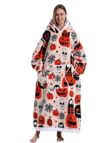 Pterygoid Hoodie Decke 140cm XXL,Kuschelpullover Kuschelanzug Erwachsene, Langarm Schlafponcho mit Riesiege Fronttasche & Plüschfleece für Damen Herren(Einheitsgröße) von Pterygoid