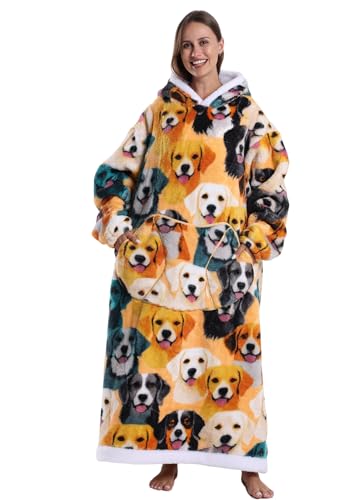 Pterygoid Hoodie Decke 140cm XXL,Kuschelpullover Kuschelanzug Erwachsene, Langarm Schlafponcho mit Riesiege Fronttasche & Plüschfleece für Damen Herren(Einheitsgröße) von Pterygoid