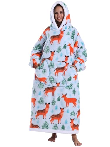 Pterygoid Hoodie Decke 140cm XXL,Kuschelpullover Kuschelanzug Erwachsene, Langarm Schlafponcho mit Riesiege Fronttasche & Plüschfleece für Damen Herren(Einheitsgröße) von Pterygoid