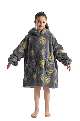Pterygoid Übergroße Hoodie Decke mit Ärmeln, Super Weich und bequem Flanell Kinder Kapuzenpullover Hoodie Decke für Mädchen Jungen Teenager von Pterygoid