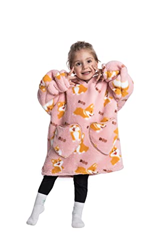 Pterygoid Übergroße Kinder Hoodie Decke mit Ärmeln und Kapuze, Flauschiger Hoodie Sweatshirt,Super Weich und bequem Kuschelpullover für Kleiner Mädchen Jungen Kleinkind 3-6Jahr von Pterygoid