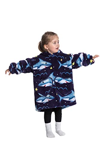 Pterygoid Übergroße Kinder Hoodie Decke mit Ärmeln und Kapuze, Flauschiger Hoodie Sweatshirt,Super Weich und bequem Kuschelpullover für Kleiner Mädchen Jungen Kleinkind 3-6Jahr von Pterygoid