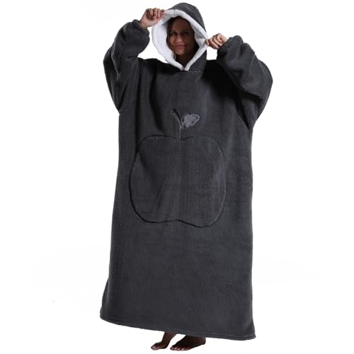 Pterygoid Verlängert Übergroße Hoodie Decke,Decken Hoodie Damen mit Tasche und Kapuze,Superweiche und Warme Kuschelpullover Herren Tragbare Decke Für Erwachsene Jungen von Pterygoid
