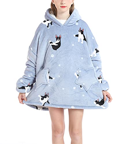 Übergroße Hoodie Decke,Flanell Sweatshirt Decke,Kuscheldecke mit ärmel,Kuschelpullover Für Kinder Junge Mädchen von Pterygoid