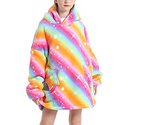 Übergroße Hoodie Decke,Flanell Sweatshirt Decke,Kuscheldecke mit ärmel,Kuschelpullover Für Kinder Junge Mädchen von Pterygoid