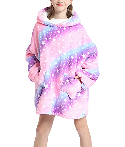 Übergroße Hoodie Decke,Flanell Sweatshirt Decke,Kuscheldecke mit ärmel,Kuschelpullover Für Kinder Junge Mädchen von Pterygoid