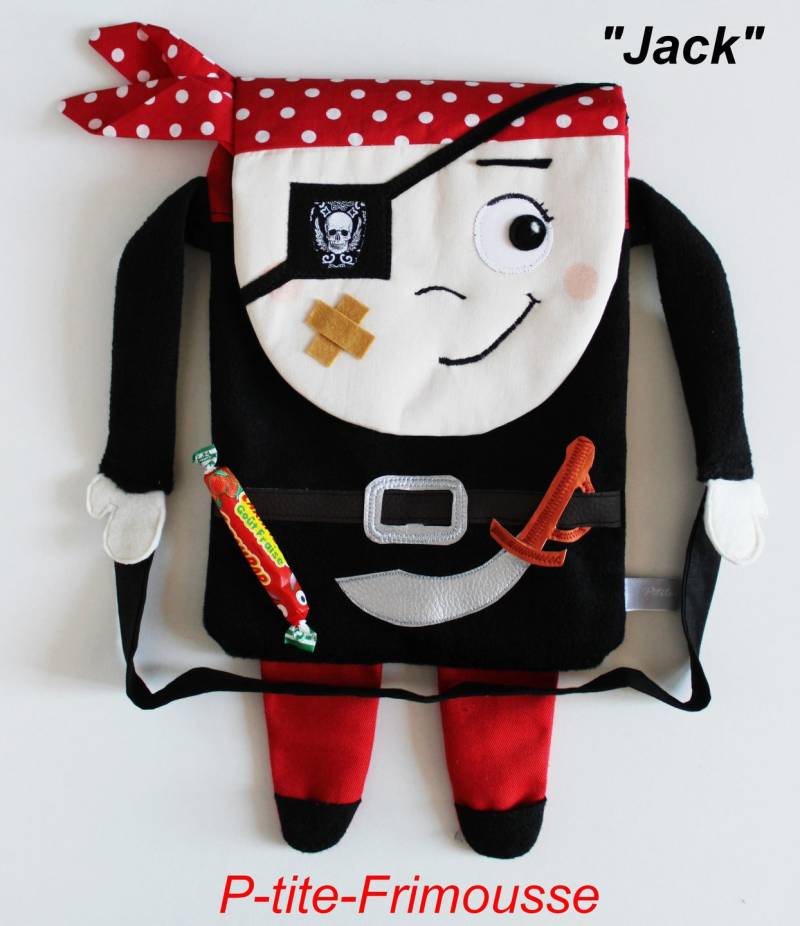 Piraten-Kindertasche Aus Mit Baumwolle Gefüttertem Fleecestoff. Originell Und Einzigartig von PtiteFrimousse