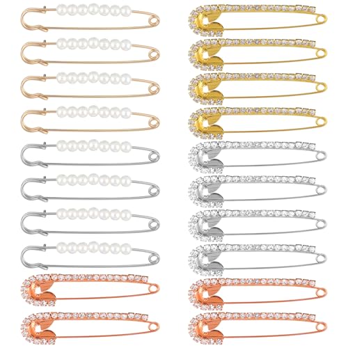 20 Stück Brosche Damen Kleidung Broschennadeln Kunstkristallperlen Sicherheitsnadel Dekorative Wäscheklammer Sicherheitsnadeln Damen Schal Kragen Kleidung Jeans Schmuckzubehör Charms Pullover Hutclips von Ptwola