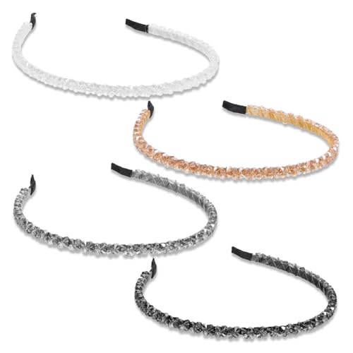 4 Stück Strass Stirnbänder Glitter Mädchen Haarband Glitzer Bling Haarreif Kristall Stirnbänder Modische Gepolsterten Haarreif Hochzeit Abend Party Abschlussball von Ptwola