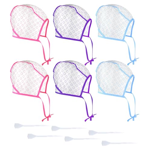 6Stück Strähnchenhaube Einstellbar Färbung Hervorhebung Kappe mit Kunststoffhaken für Frauen Mädchen Highlight Haar Kappe Strähnenhaube Mit Löchern für Salon Spa Reise Heimgebrauch Haarfärbemitte von Ptwola