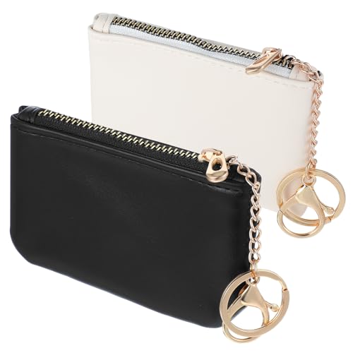 Ptwola 2 Stück Damen Geldbörse mit Schlüsselring Schlüsselanhänger Leder Münzbörse Kleingeldtasche Tragbarer Schlüsseletui Kartenhalter Mini Schlüsseltasche für Kreditkarten von Ptwola