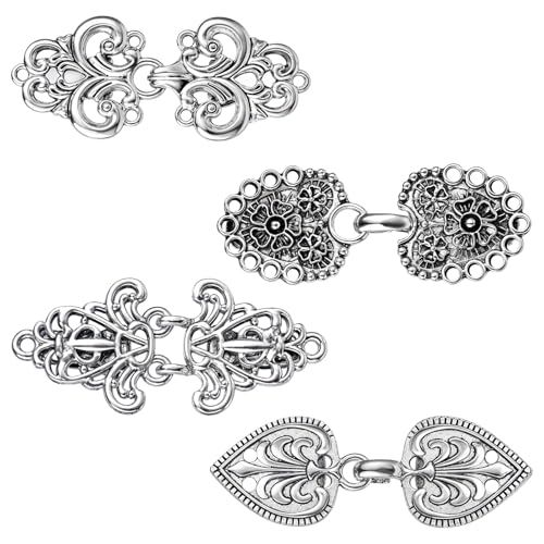 4 Stücke Schal Umhangnadel Vintage Pullover Hemd Clips Silber Kragen Cardigan Taillenmieder Verschluss Legierung Dekorative Brosche für Frauen Mädchen Kleidung Kleid Jacke Schal Krawatten Halloween von Ptwola