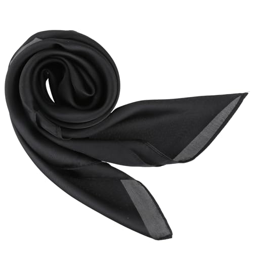 Ptwola 70 x 70 cm Große Quadratische Schals für Damen Seide Kopftuch Bandanas Silk Head Scarf Elegant Seidentuch Haartuch Halstuch Haarschmuck Accessoire Stirnband (Schwarz) von Ptwola