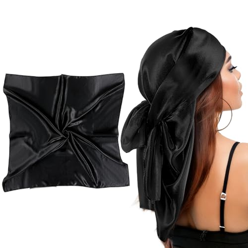 Ptwola 90 x 90 cm Große Quadratische Schals für Damen Seide Kopftuch Bandanas Silk Head Scarf Gefühl Schal Personifizieren Elegant Seidentuch Haartuch Halstuch Haarschmuck Taschentuch von Ptwola