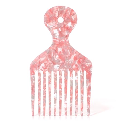 Ptwola Afrokamm Kunststoff Breite Zahn Haar Pick Lockenkamm Friseurkamm Friseur Styling Werkzeug für Frauen und Männer, Langes, Dickes, Lockiges Haar von Ptwola