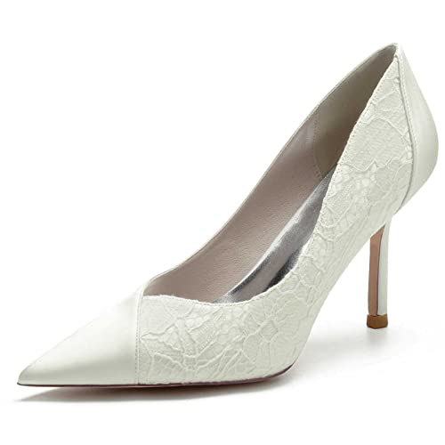 Hochzeitsschuhe, Brautjungfern Absätze, geschlossene Zehen, Stiletto Absatz,Damen Brautschuhe für Hochzeiten, 6 cm, Hochzeiten, Partys, Bälle von PuPLUM