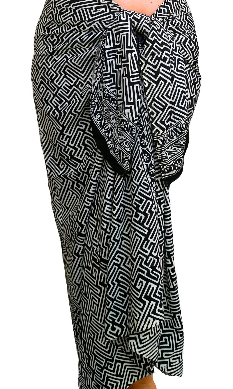 Schwarzer Strand Sarong - Batik Pareo Herren Oder Damen Wickeln von PuaWear