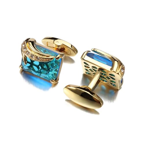 ​​Manschettenknöpfe aus Kristallglas für Herren, quadratisches Kuppeldesign, Hochzeits- und Bräutigam-Accessoires​​,Pure Gold,Einheitsgröße von Puasny