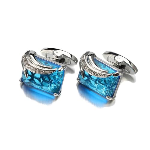 ​​Manschettenknöpfe aus Kristallglas für Herren, quadratisches Kuppeldesign, Hochzeits- und Bräutigam-Accessoires​​,Rhodiniert,Einheitsgröße von Puasny