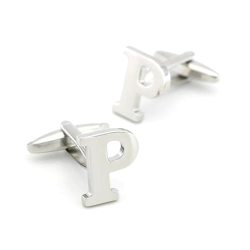 ​​Manschettenknöpfe aus Messing mit Buchstaben für Herren, 26 Designs mit englischem Alphabet, formelles Hemdzubehör​​,Farbe 13,Einheitsgröße von Puasny