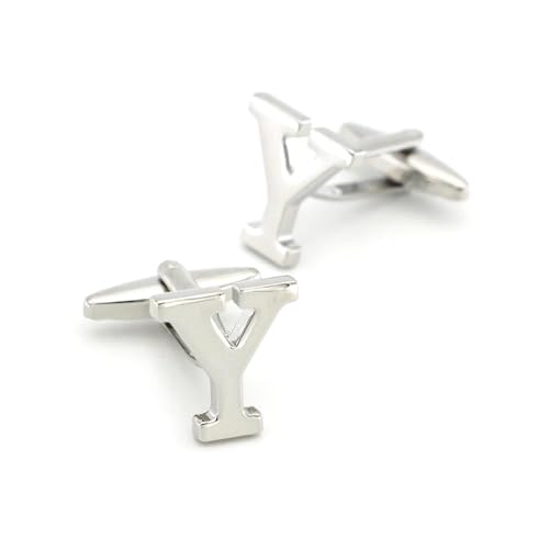 ​​Manschettenknöpfe aus Messing mit Buchstaben für Herren, 26 Designs mit englischem Alphabet, formelles Hemdzubehör​​,Farbe 20,Einheitsgröße von Puasny