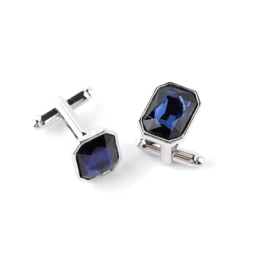 ​​Manschettenknöpfe aus echtem Stein für Herren, mehrfarbiger Kristall, Businesshemd-Geschenkset​​,Blau,Einheitsgröße von Puasny