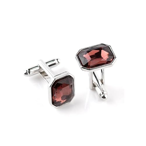 ​​Manschettenknöpfe aus echtem Stein für Herren, mehrfarbiger Kristall, Businesshemd-Geschenkset​​,Orange,Einheitsgröße von Puasny