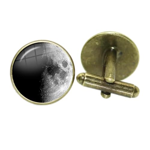 ​​Manschettenknöpfe für Herren zum Thema Mondfinsternis, 16 mm Glascabochon, Geschenk für Astronomie-Enthusiasten und Sammler​,Farbe 12,Einheitsgröße von Puasny