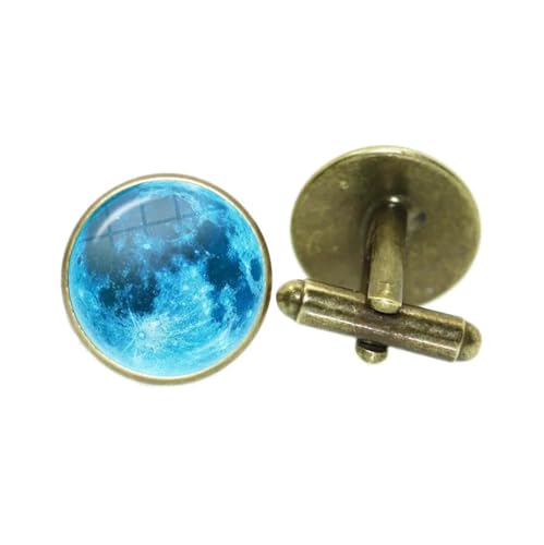 ​​Manschettenknöpfe für Herren zum Thema Mondfinsternis, 16 mm Glascabochon, Geschenk für Astronomie-Enthusiasten und Sammler​,Farbe 14,Einheitsgröße von Puasny
