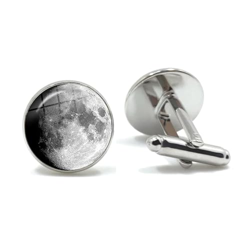 ​​Manschettenknöpfe für Herren zum Thema Mondfinsternis, 16 mm Glascabochon, Geschenk für Astronomie-Enthusiasten und Sammler​,Farbe 5,Einheitsgröße von Puasny
