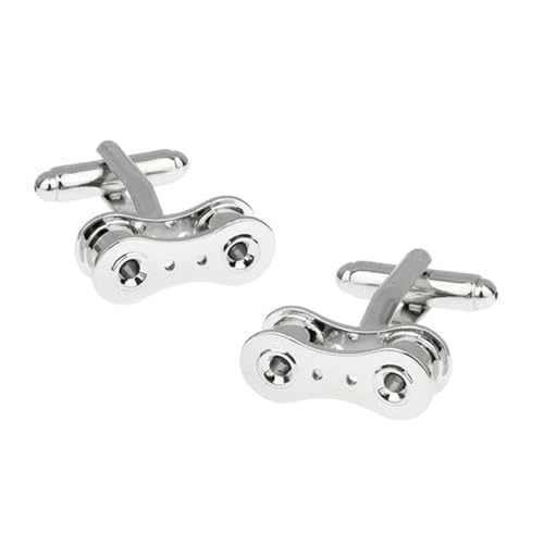 ​​Manschettenknöpfe im Kettendesign für Herren, Messingmaterial, silberfarben, Accessoire im Retro-Stil​​,Farbe 1,Einheitsgröße von Puasny